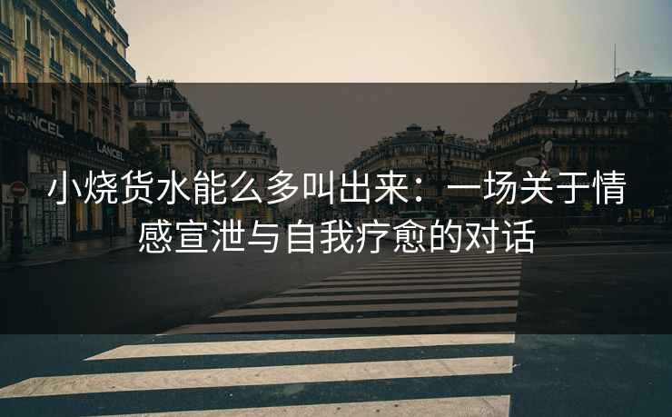 小烧货水能么多叫出来：一场关于情感宣泄与自我疗愈的对话